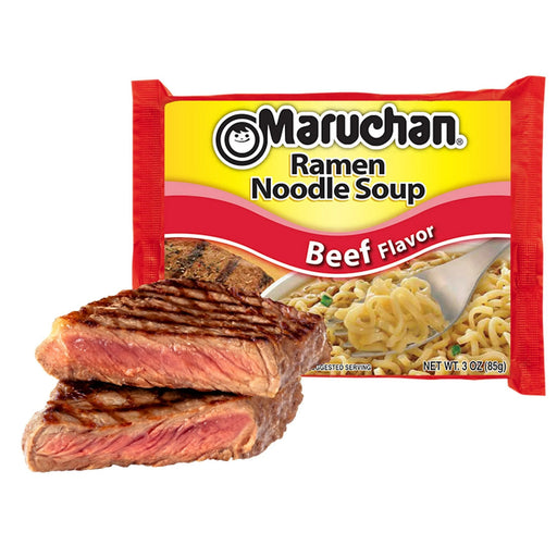 MARUCHAN RAMEN NOODLE BEEF FLAVOR SOUP, 3 OZ SHELF STABLE PACKAGE, 12 COUNT