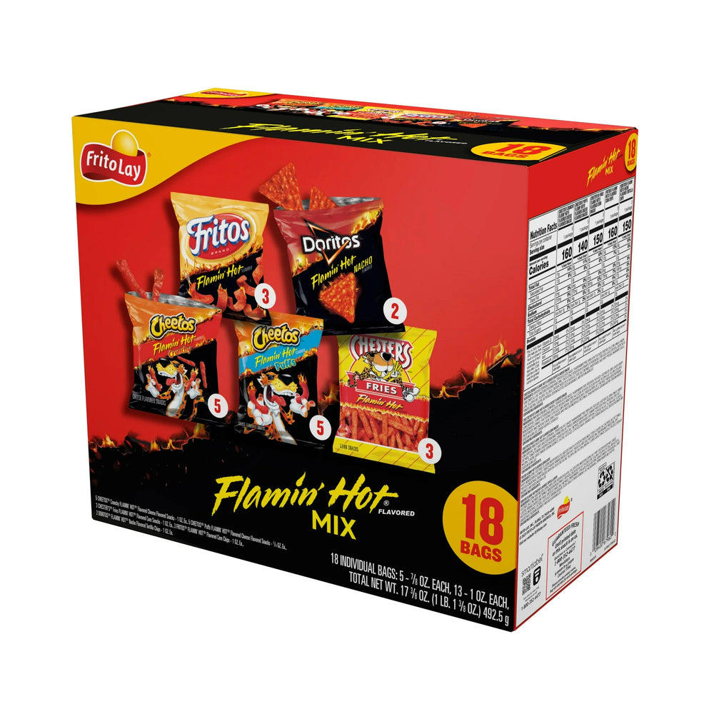 FRITO-LAY FLAMIN' HOT MIX VARIETY PACK SNACK CHIPS, 18 COUNT MULTIPACK