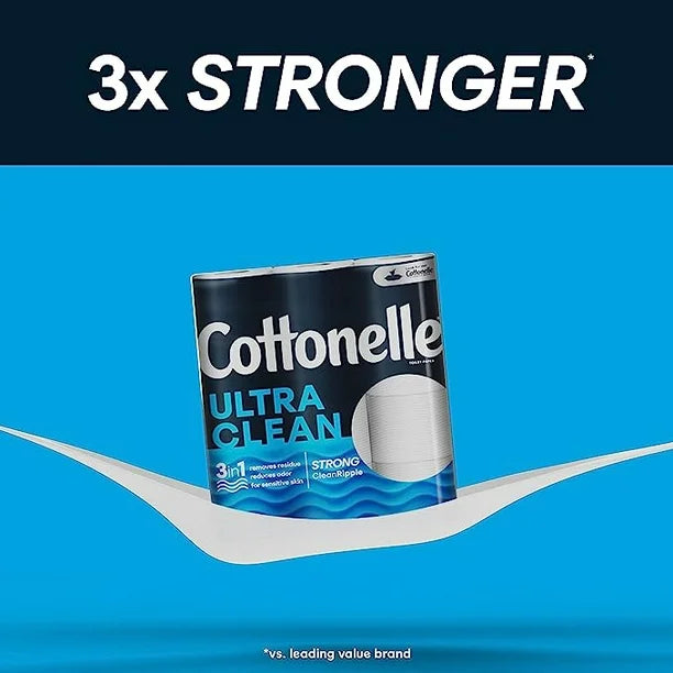 COTTONELLE ULTRA CLEAN TOILET PAPER, STRONG BATH TISSUE, 6 MEGA ROLLS (EQUALS 24 REGULAR ROLLS)