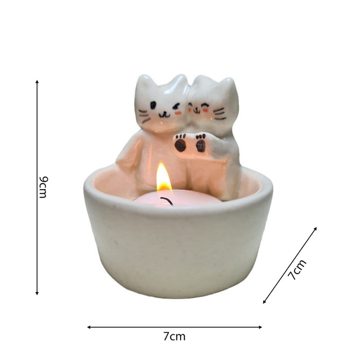 Falcon Moments Resin Kitten-shaped Candlestick Ornaments