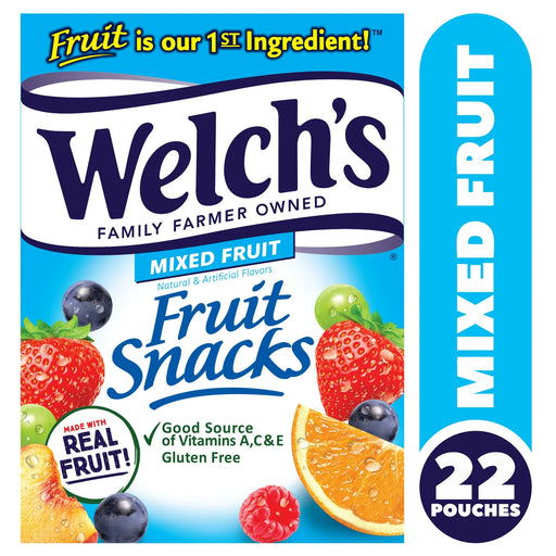 WELCH’S FRUIT SNACKS, MIXED FRUIT, 0.8 OZ, 22 COUNT